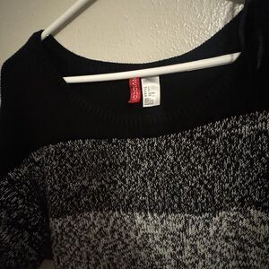 H&M Black and Gray Off-the-Shoulder Sweater